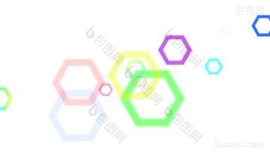 动态图形动画的随机彩色六边形在一个白色背景高清晰度p和循环准备